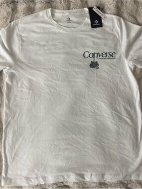 Converse White Short Sleeve Tee with Navy Logo